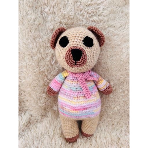 Doudou Ours Multicolore en Coton – Modèle Unique et Personnalisé